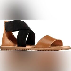 Sorel Black and Tan Ella Sandals size 8